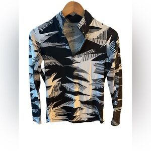 IBKUL Black and White Patterned Long Sleeve Top